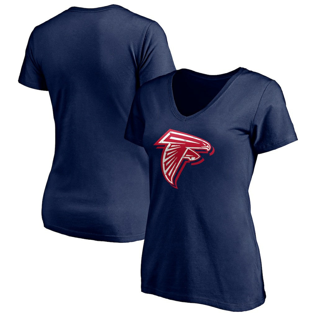 Atlanta Falcons Women's Red White and Team V-Neck T-Shirt Navy - NFL
