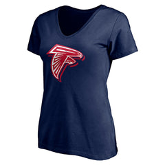 Atlanta Falcons Women's Red White and Team V-Neck T-Shirt Navy - NFL