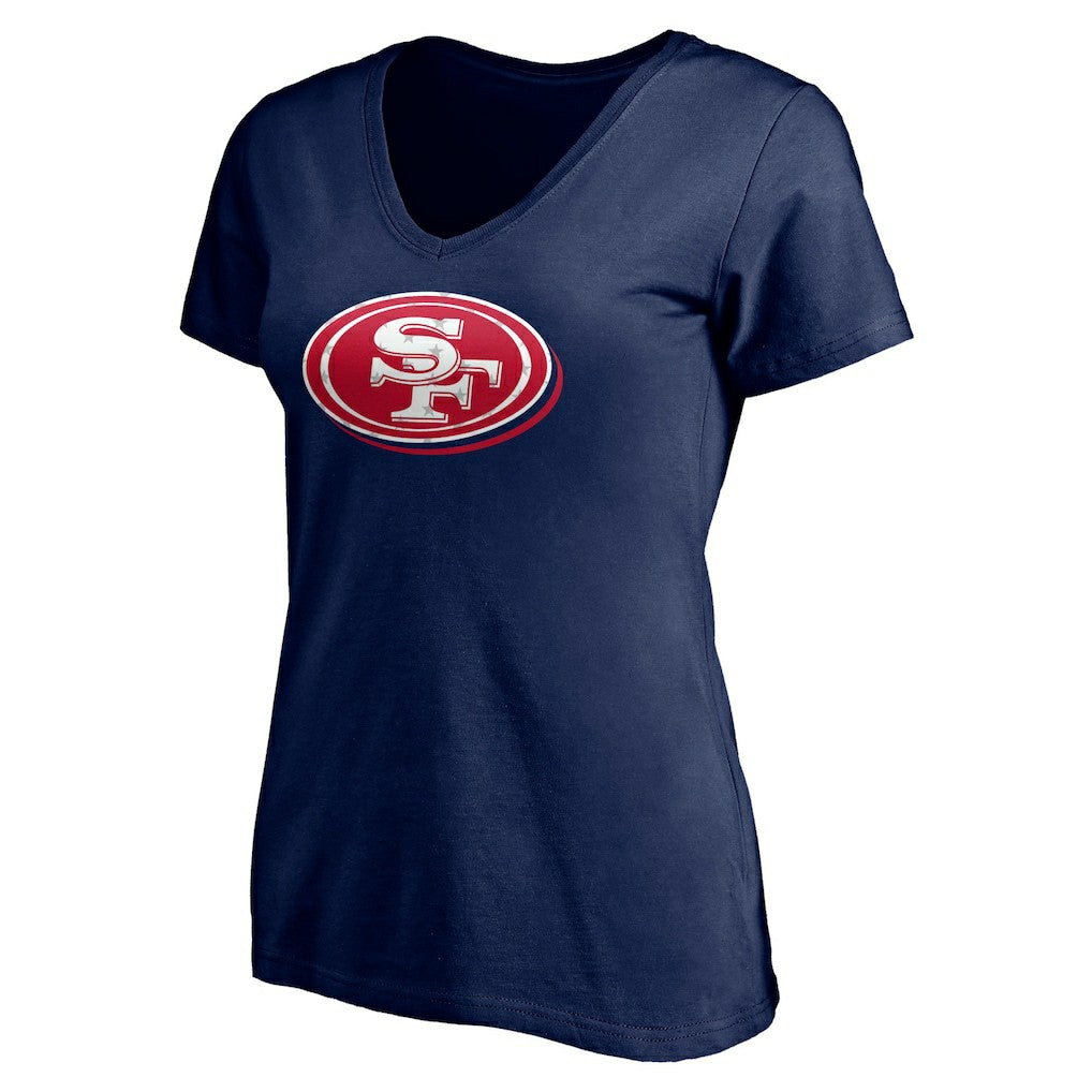 San Francisco 49ers Women's Red White and Team V-Neck T-Shirt Navy - NFL