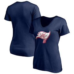 Tampa Bay Buccaneers Women's Red White and Team V-Neck T-Shirt Navy - NFL