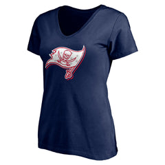 Tampa Bay Buccaneers Women's Red White and Team V-Neck T-Shirt Navy - NFL