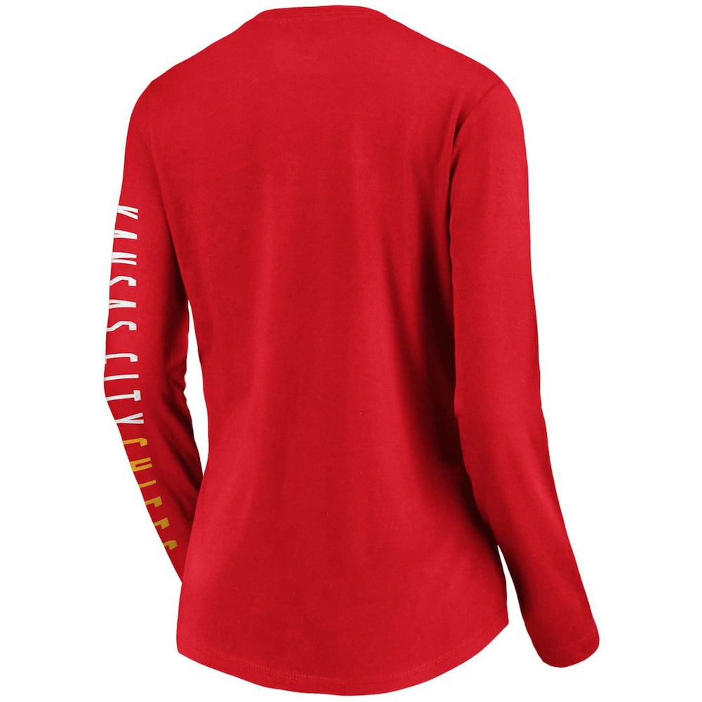 Kansas City Chiefs Women's Slogan V-Neck Long Sleeve T-Shirt Red - Fanatics