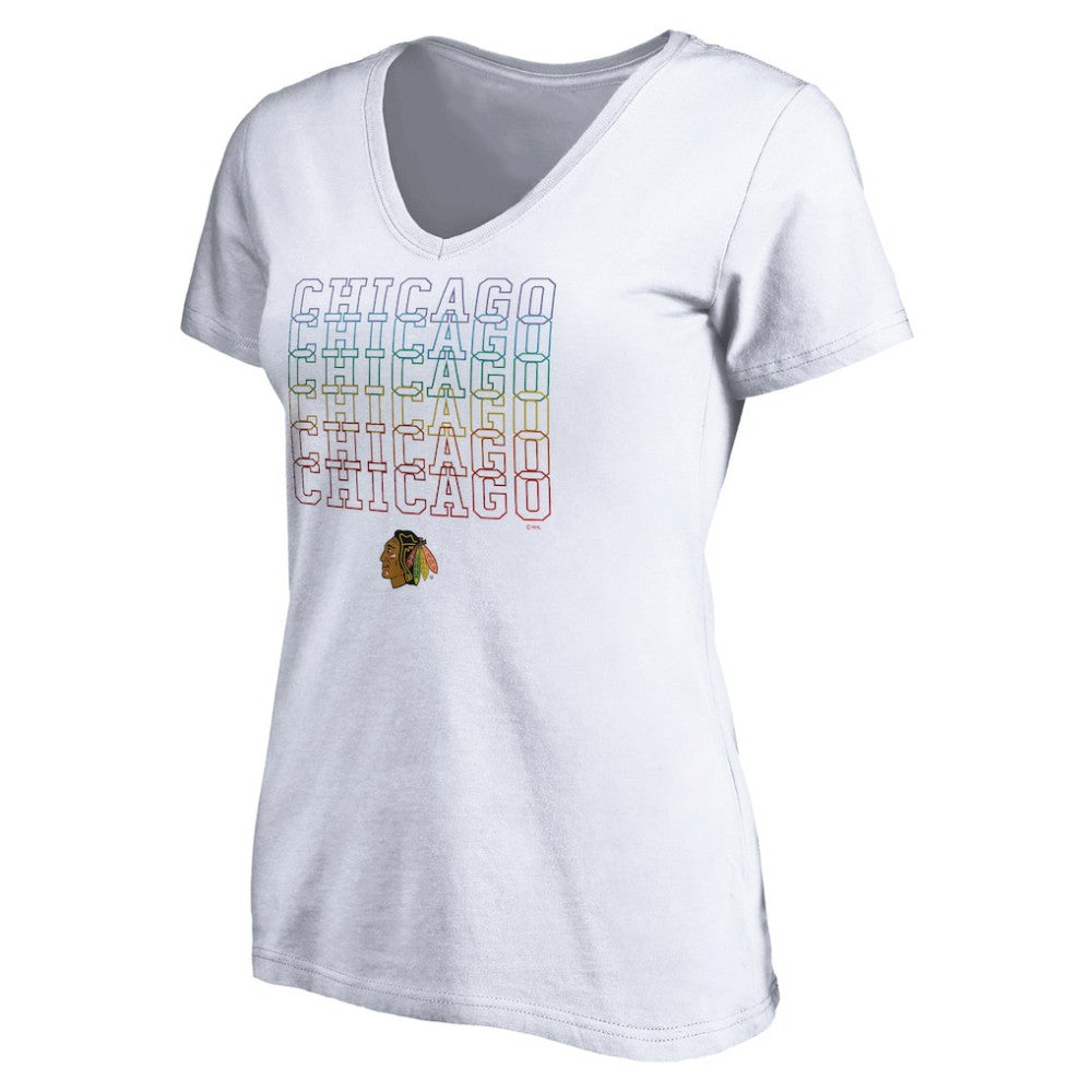 Chicago Blackhawks Women's City Pride V-Neck T-Shirt White