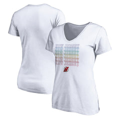 New Jersey Devils - Women's City Pride V-Neck T-Shirt White