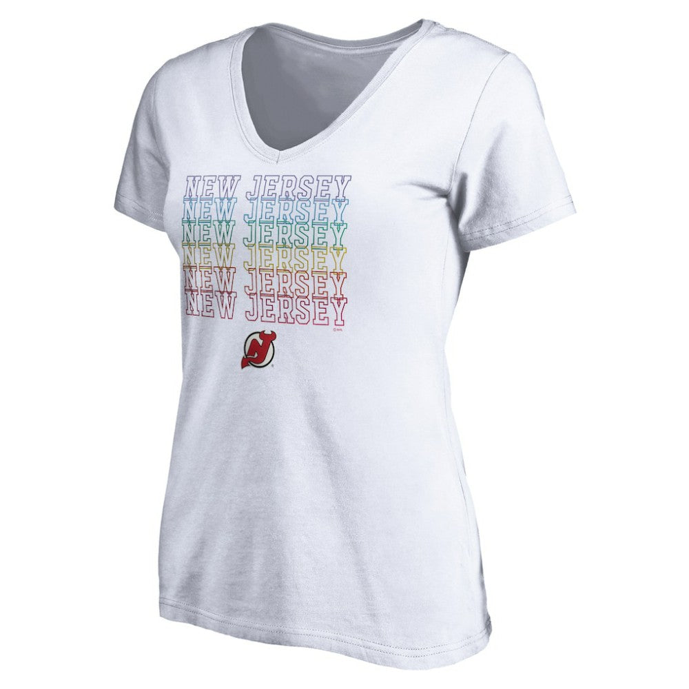 New Jersey Devils - Women's City Pride V-Neck T-Shirt White