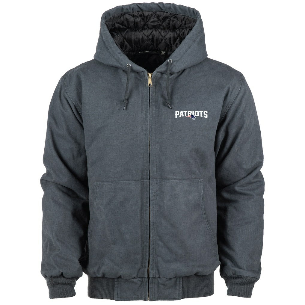 New England Patriots Dunbrooke Big & Tall Dakota Canvas Hoodie Full-Zip Jacket Charcoal - NFL