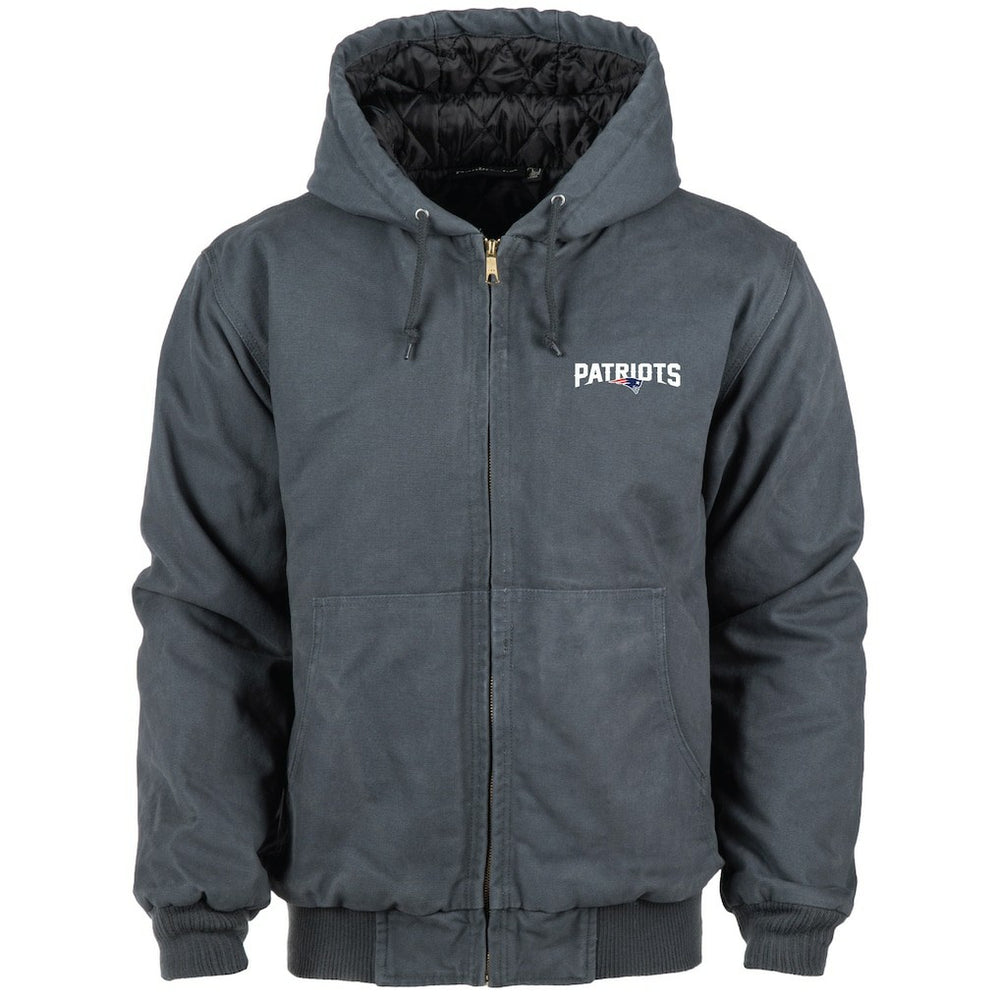 New England Patriots Dunbrooke Big & Tall Dakota Canvas Hoodie Full-Zip Jacket Charcoal - NFL
