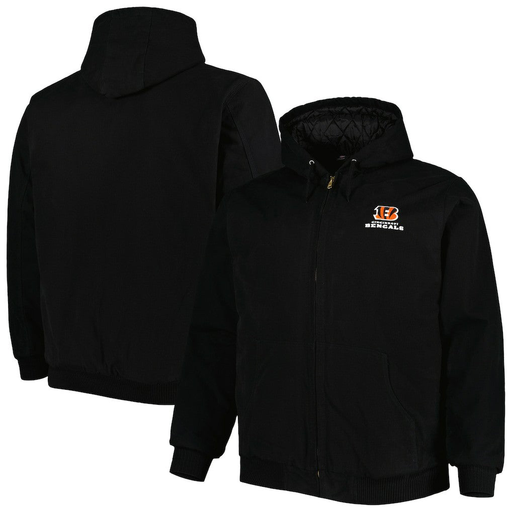 Cincinnati Bengals Dunbrooke Big & Tall Dakota Canvas Hoodie Full-Zip Jacket Black - NFL