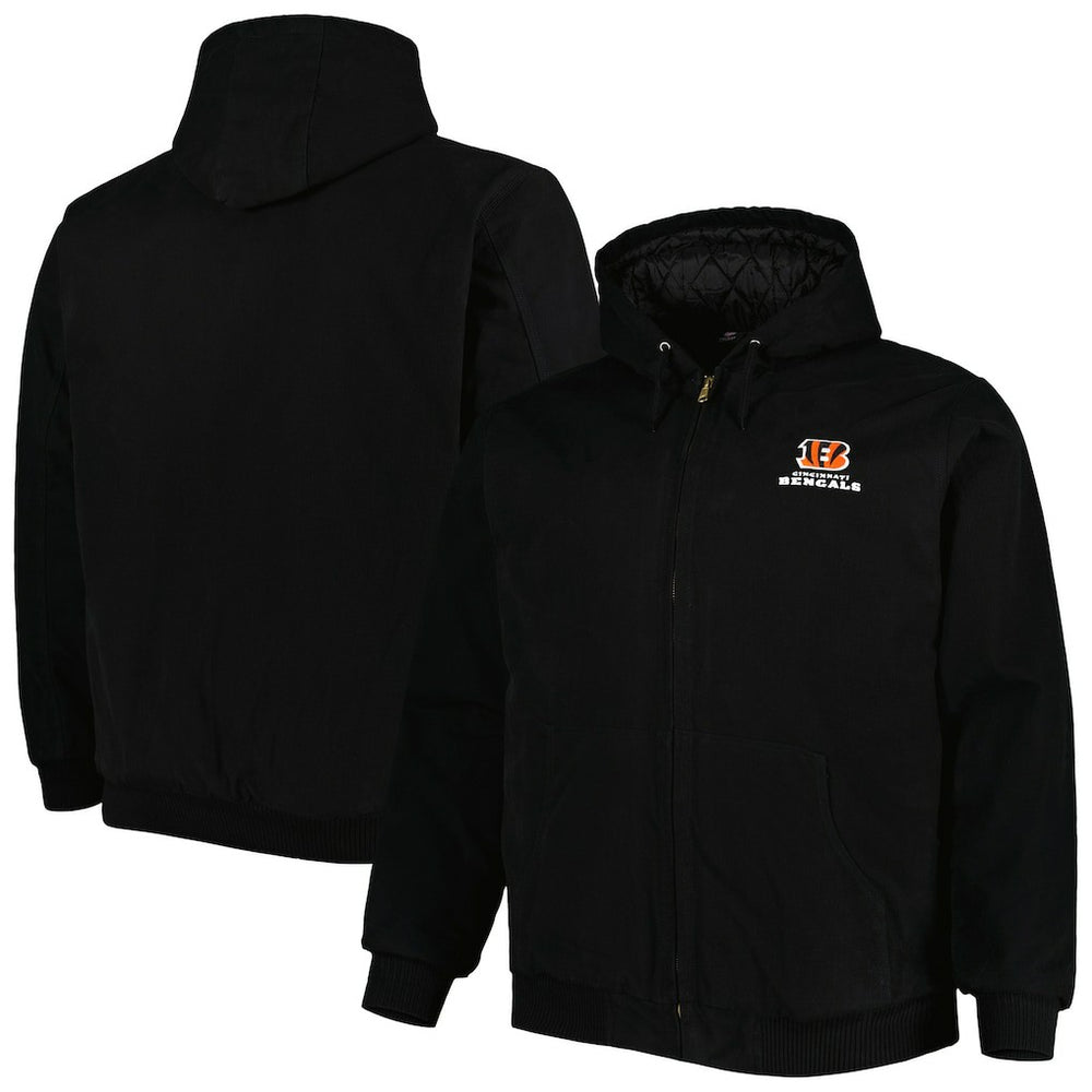 Cincinnati Bengals Dunbrooke Big & Tall Dakota Canvas Hoodie Full-Zip Jacket Black - NFL