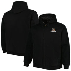 Cincinnati Bengals Dunbrooke Big & Tall Dakota Canvas Hoodie Full-Zip Jacket Black - NFL
