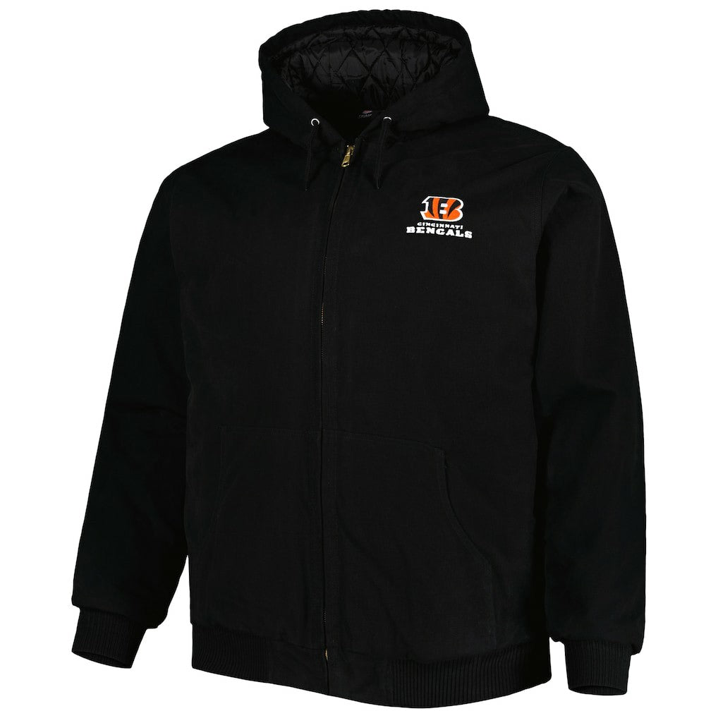 Cincinnati Bengals Dunbrooke Big & Tall Dakota Canvas Hoodie Full-Zip Jacket Black - NFL