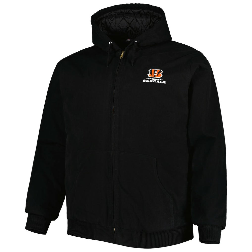 Cincinnati Bengals Dunbrooke Big & Tall Dakota Canvas Hoodie Full-Zip Jacket Black - NFL