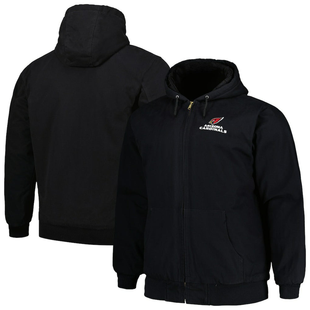 Arizona Cardinals Dunbrooke Big & Tall Dakota Canvas Hoodie Full-Zip Jacket Black - NFL