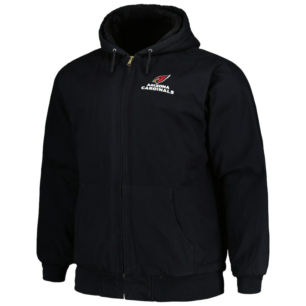Arizona Cardinals Dunbrooke Big & Tall Dakota Canvas Hoodie Full-Zip Jacket Black - NFL