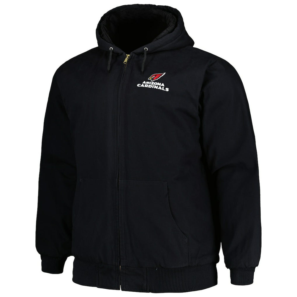 Arizona Cardinals Dunbrooke Big & Tall Dakota Canvas Hoodie Full-Zip Jacket Black - NFL