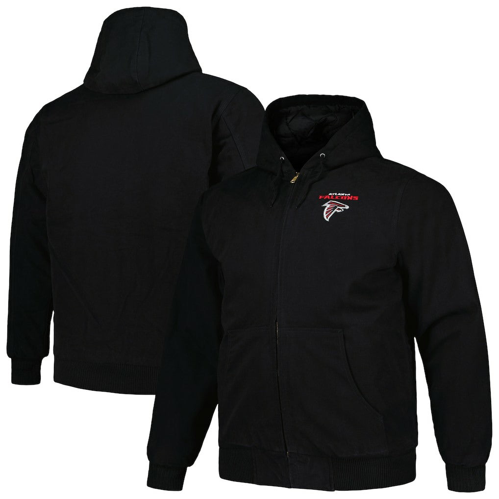 Atlanta Falcons Dunbrooke Big & Tall Dakota Canvas Hoodie Full-Zip Jacket Black - NFL