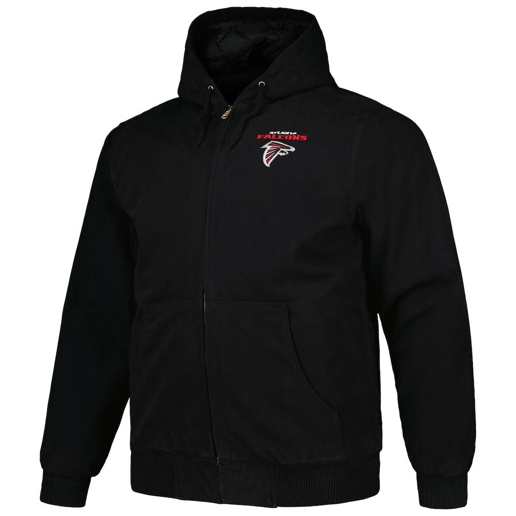 Atlanta Falcons Dunbrooke Big & Tall Dakota Canvas Hoodie Full-Zip Jacket Black - NFL