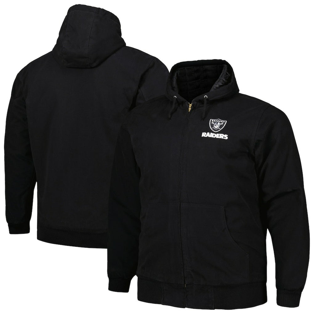 Las Vegas Raiders Dunbrooke Big & Tall Dakota Canvas Hoodie Full-Zip Jacket Black - NFL