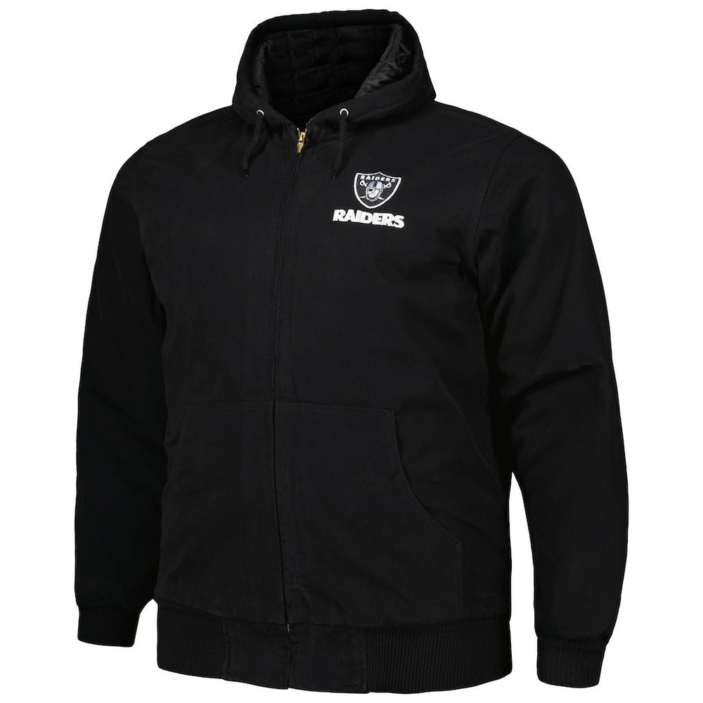 Las Vegas Raiders Dunbrooke Big & Tall Dakota Canvas Hoodie Full-Zip Jacket Black - NFL
