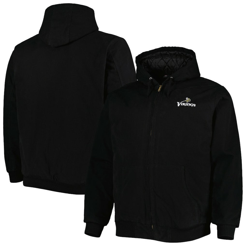 Minnesota Vikings Dunbrooke Big & Tall Dakota Canvas Hoodie Full-Zip Jacket Black - NFL