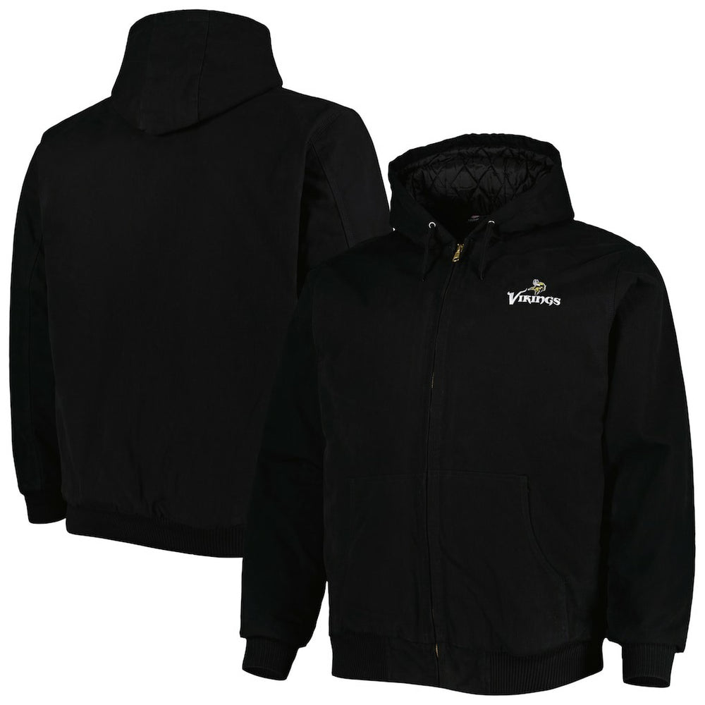 Minnesota Vikings Dunbrooke Big & Tall Dakota Canvas Hoodie Full-Zip Jacket Black - NFL