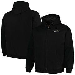 Minnesota Vikings Dunbrooke Big & Tall Dakota Canvas Hoodie Full-Zip Jacket Black - NFL
