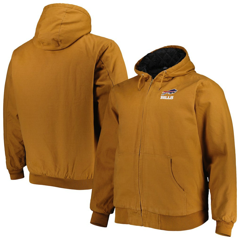 Buffalo Bills Dunbrooke Big & Tall Dakota Canvas Hoodie Full-Zip Jacket Tan - NFL