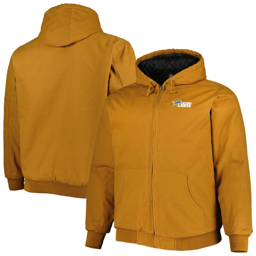 Detroit Lions Dunbrooke Big & Tall Dakota Canvas Hoodie Full-Zip Jacket Tan - NFL