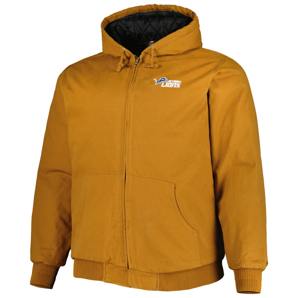 Detroit Lions Dunbrooke Big & Tall Dakota Canvas Hoodie Full-Zip Jacket Tan - NFL
