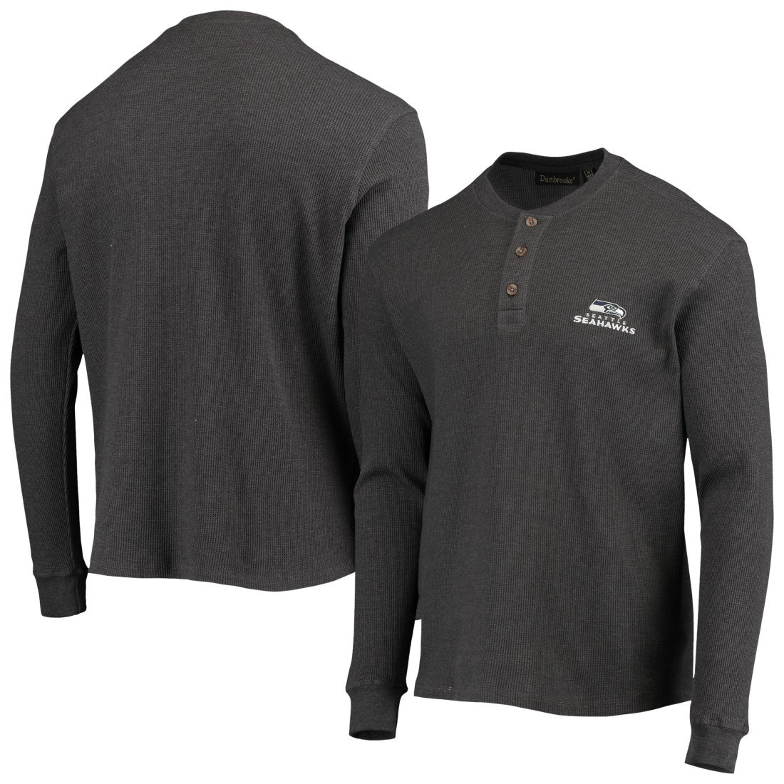 Seattle Seahawks Dunbrooke Logo Maverick Thermal Henley Long Sleeve T-Shirt Heathered Gray - NFL