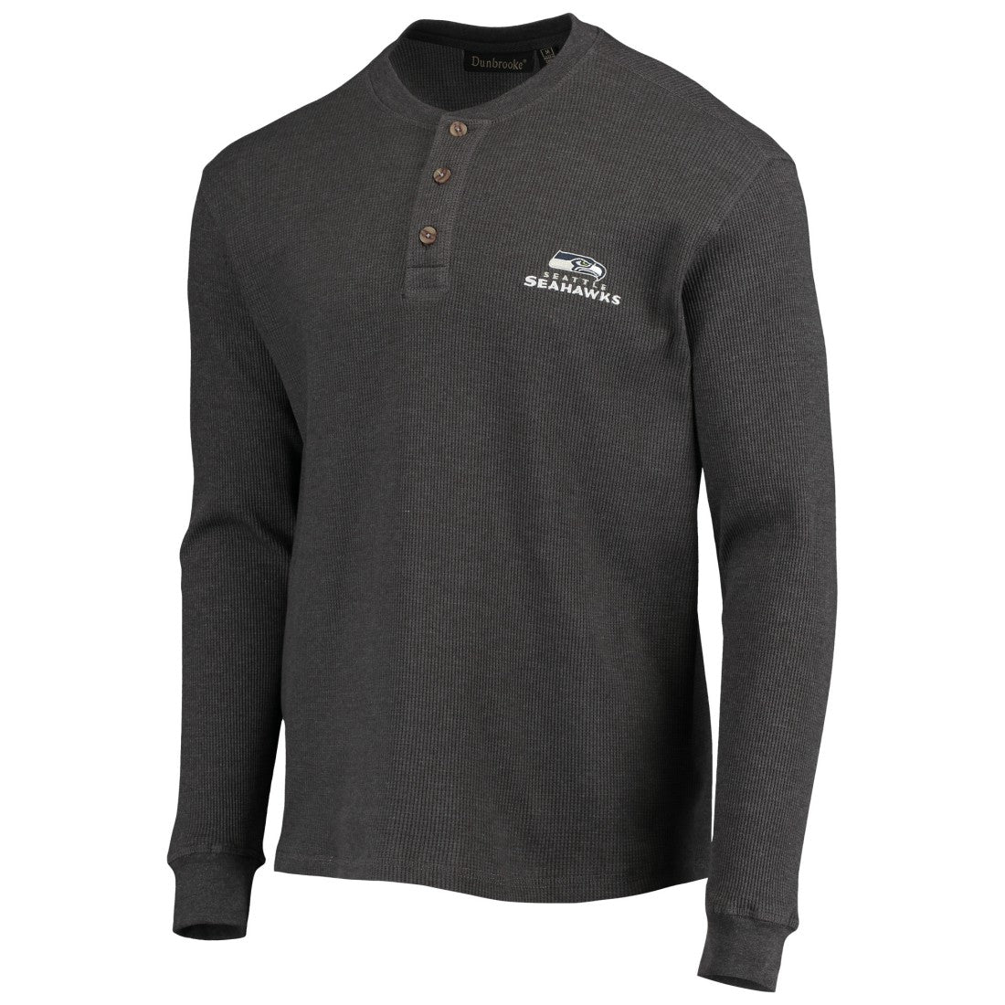 Seattle Seahawks Dunbrooke Logo Maverick Thermal Henley Long Sleeve T-Shirt Heathered Gray - NFL