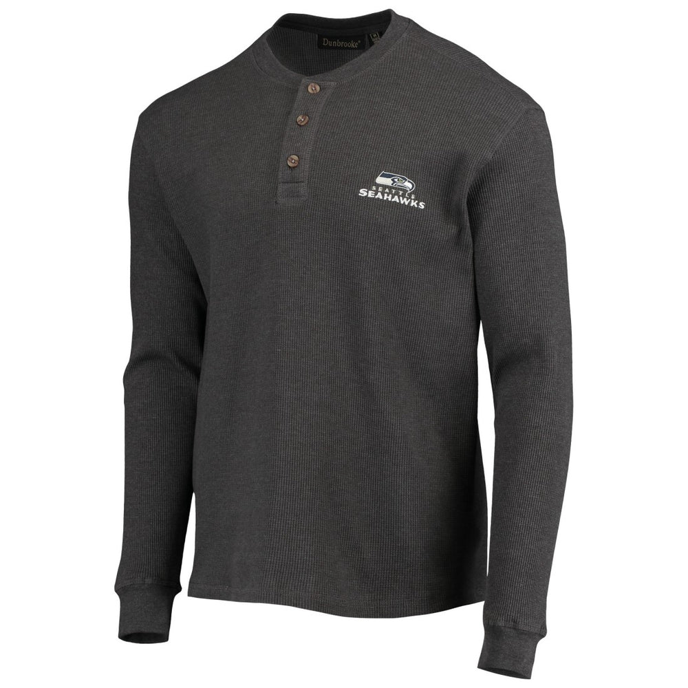 Seattle Seahawks Dunbrooke Logo Maverick Thermal Henley Long Sleeve T-Shirt Heathered Gray - NFL