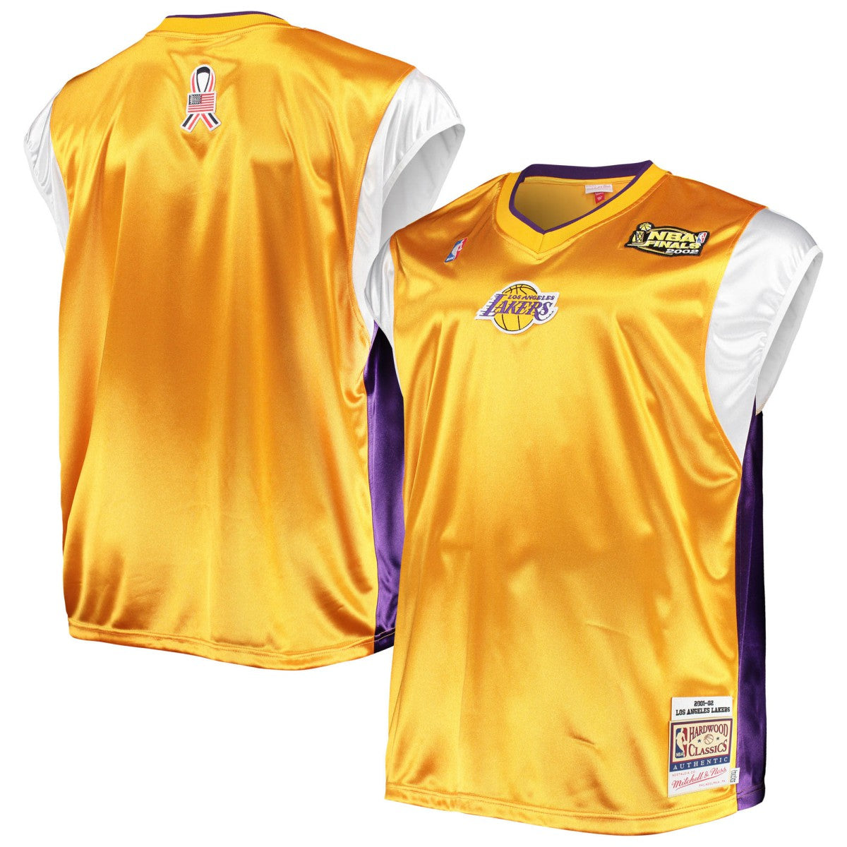 Mitchell & Ness - Los Angeles Lakers Hardwood Classics Big & Tall On-Court Shooting V-Neck Shirt - Gold/Purple