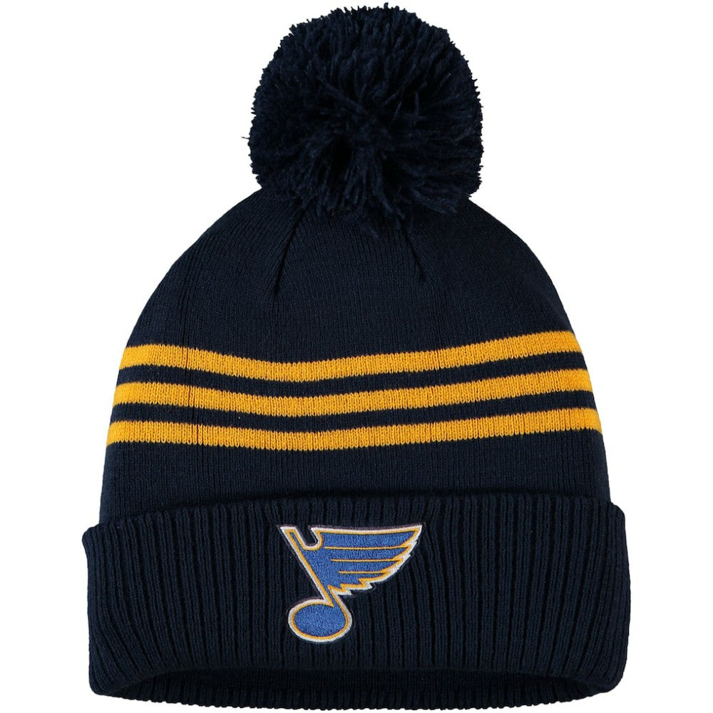St. Louis Blues - adidas Locker Room Three Stripe Cuffed Knit Hat with Pom Navy