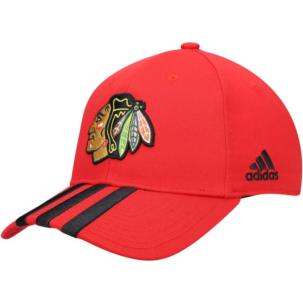 Chicago Blackhawks adidas Locker Room Three Stripe Adjustable Hat Red
