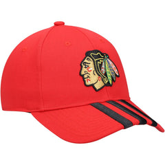 Chicago Blackhawks adidas Locker Room Three Stripe Adjustable Hat Red
