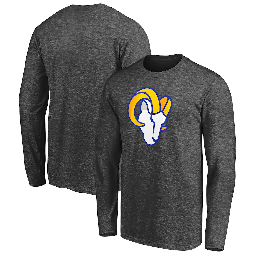 Los Angeles Rams Big & Tall Primary Logo Long Sleeve T-Shirt Heathered Charcoal - Fanatics