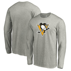 Pittsburgh Penguins Primary Logo Long Sleeve T-Shirt Heather Gray