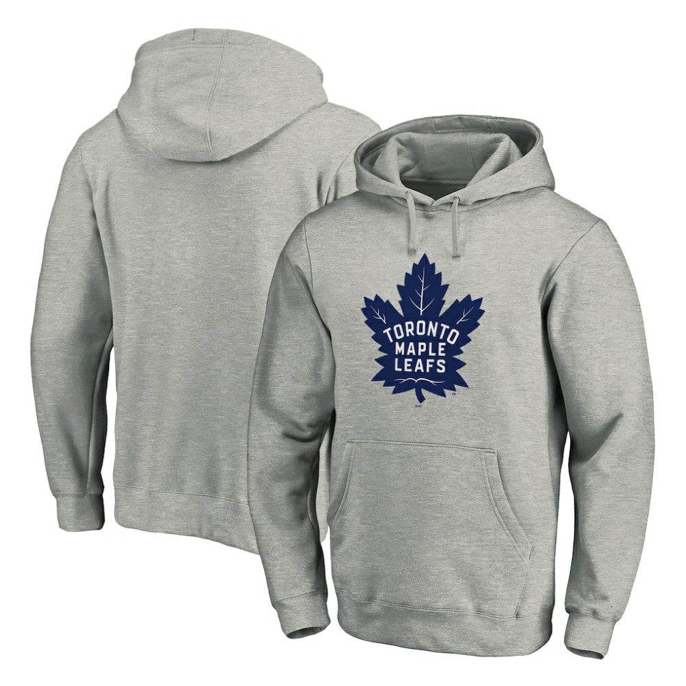 Toronto Maple Leafs - Primary Team Logo Fleece Fitted Pullover Hoodie Heather Gray