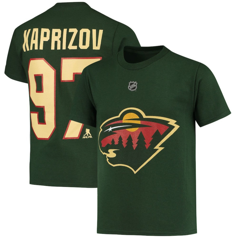 Kirill Kaprizov Minnesota Wild - Youth Player Name & Number T-Shirt Green