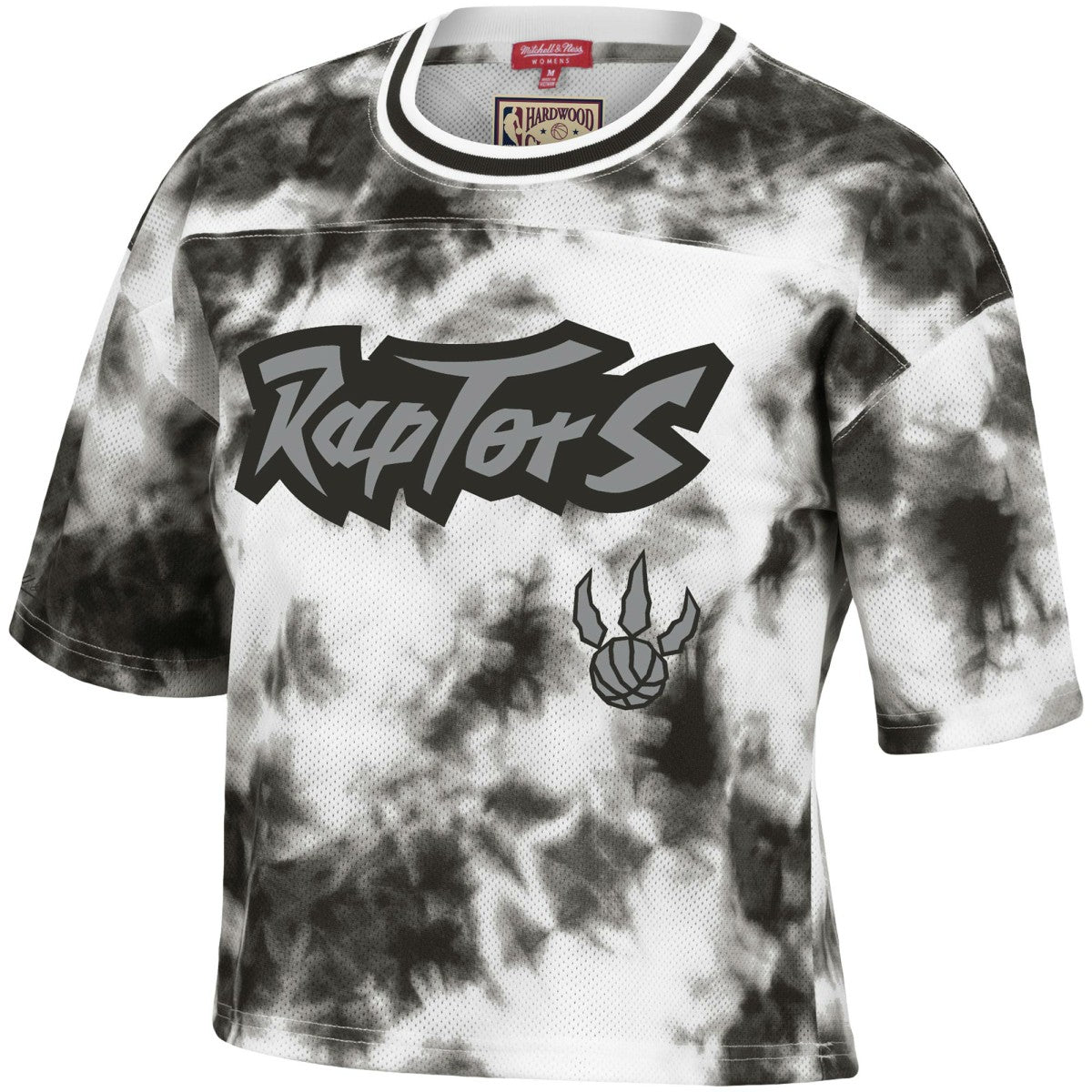 Mitchell & Ness - Toronto Raptors Women's Hardwood Classics Tie-Dye Cropped T-Shirt - Black/White