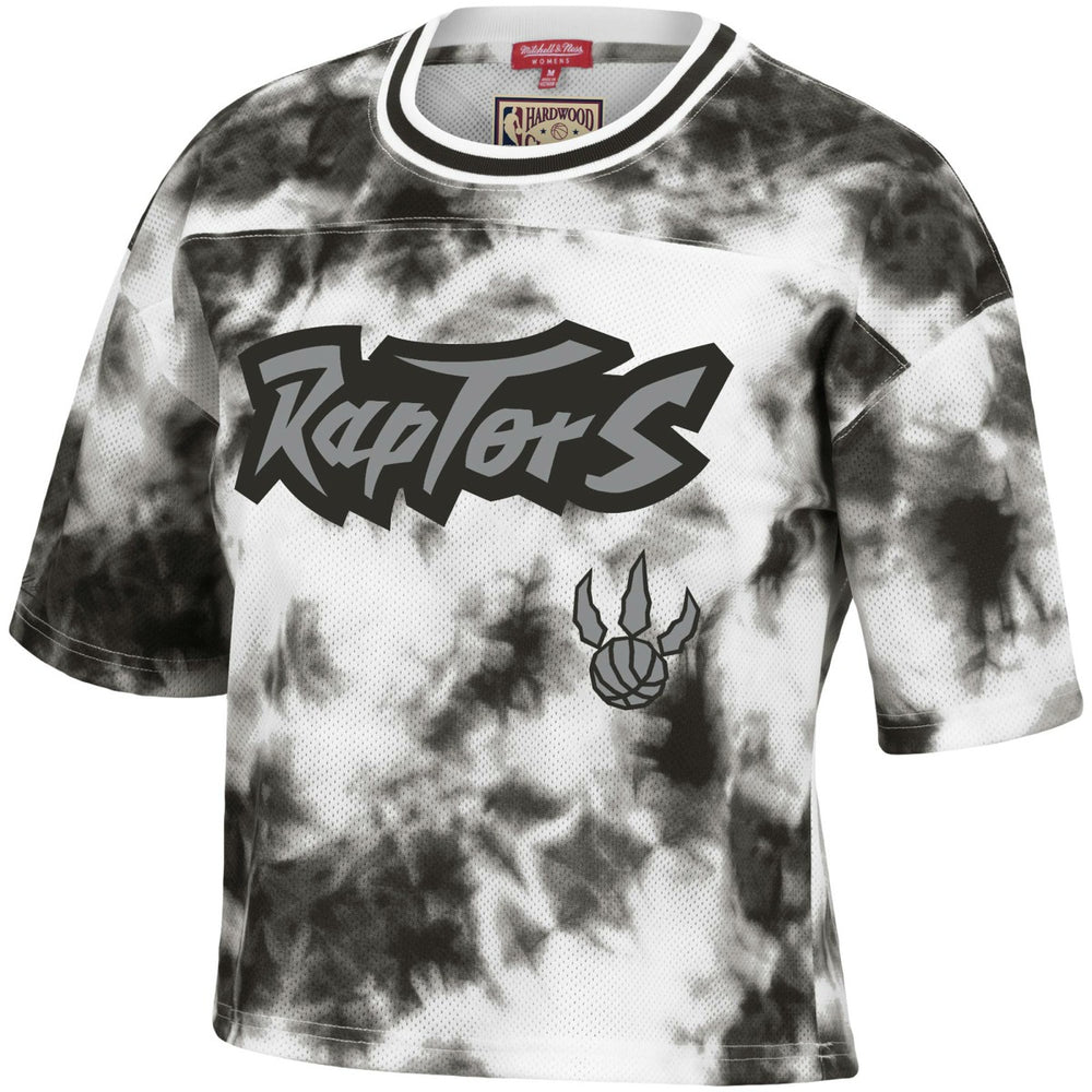Mitchell & Ness - Toronto Raptors Women's Hardwood Classics Tie-Dye Cropped T-Shirt - Black/White