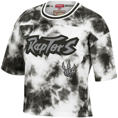 Mitchell & Ness - Toronto Raptors Women's Hardwood Classics Tie-Dye Cropped T-Shirt - Black/White
