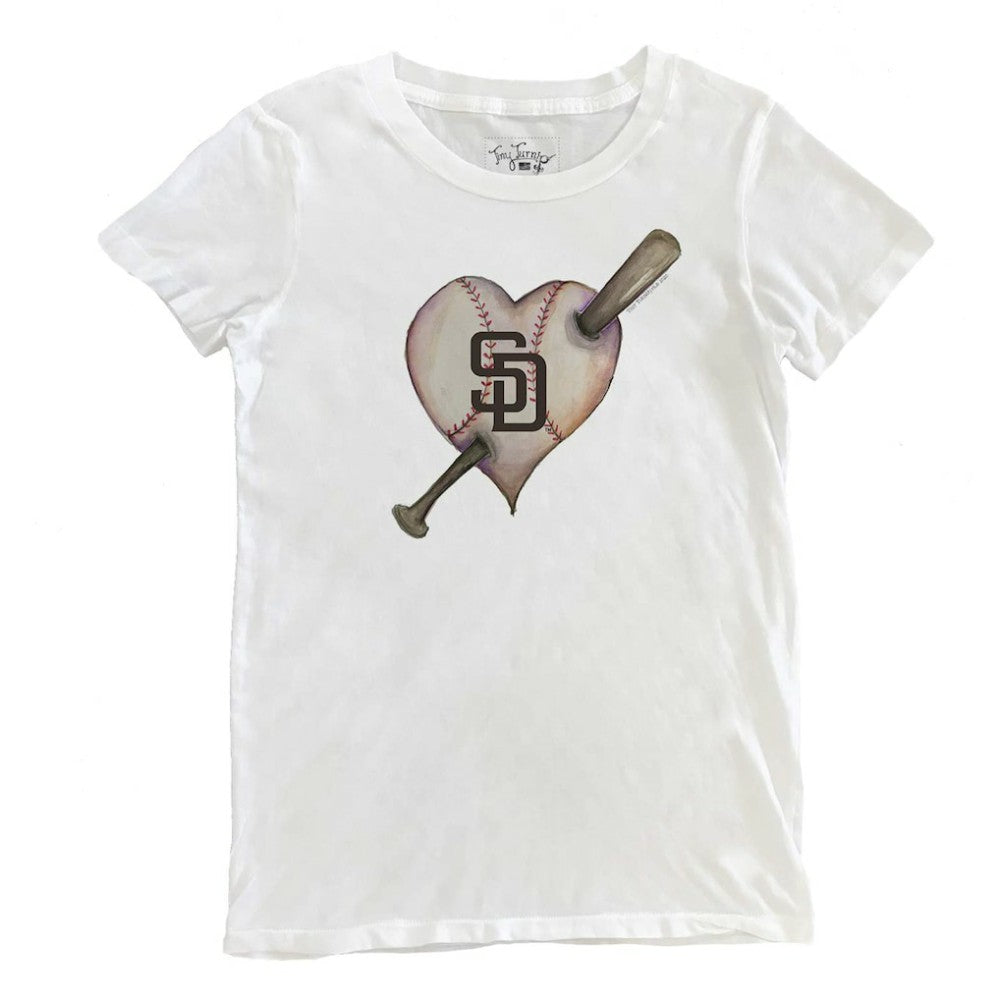 San Diego Padres Tiny Turnip Women's Heart Bat T-Shirt Clearance