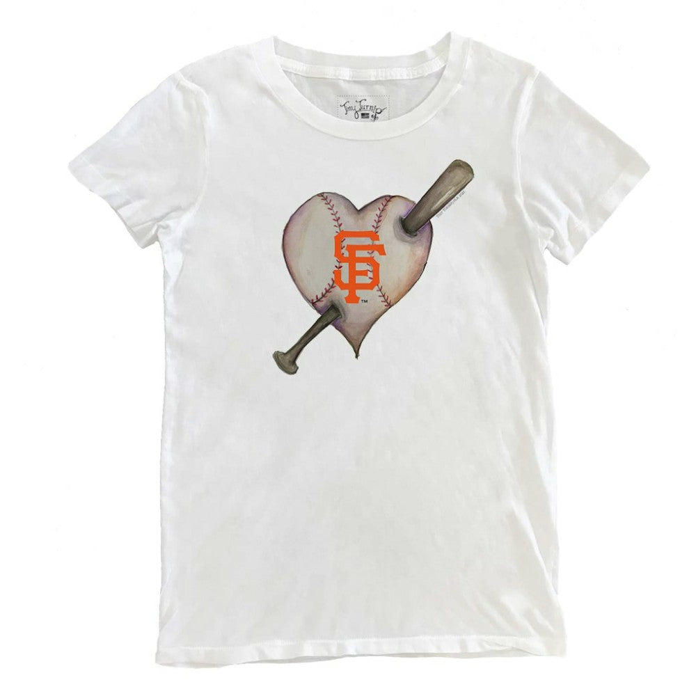 San Francisco Giants Tiny Turnip Women's Heart Bat T-Shirt On Sale