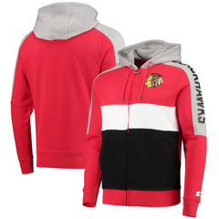 Chicago Blackhawks Starter Playoffs Color Block Full-Zip Hoodie Red/Black