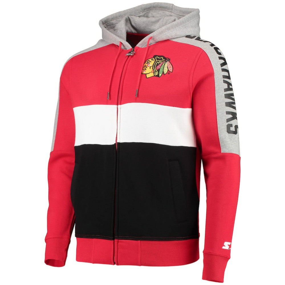 Chicago Blackhawks Starter Playoffs Color Block Full-Zip Hoodie Red/Black
