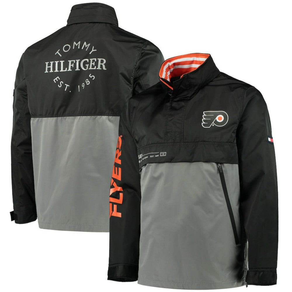 Philadelphia Flyers - Tommy Hilfiger Anorak Quarter-Zip Hoodie Jacket Black/Gray