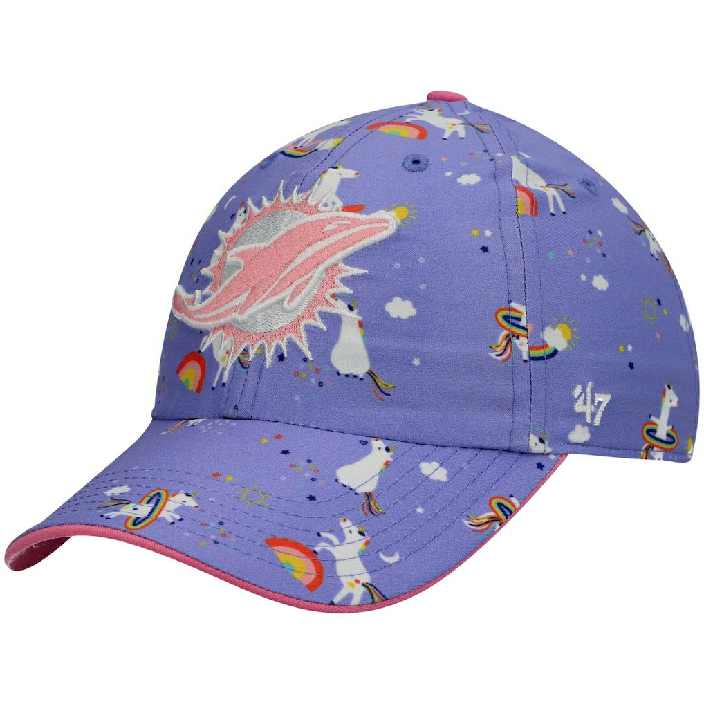 Miami Dolphins '47 Girls Preschool Unicorn Clean Up Adjustable Hat Purple - 47 brand