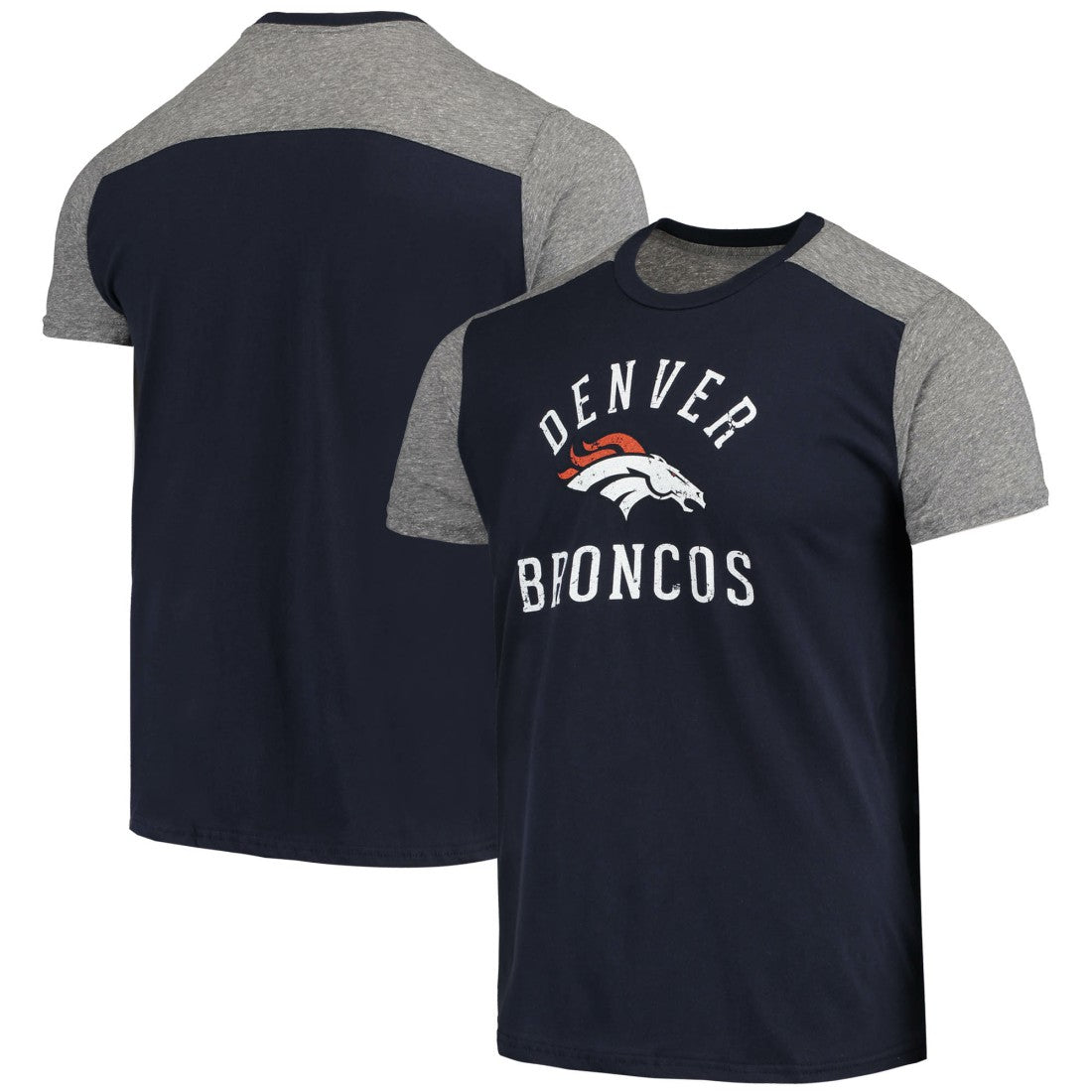 Denver Broncos Majestic Threads Field Goal Slub T-Shirt Navy/Gray - NFL